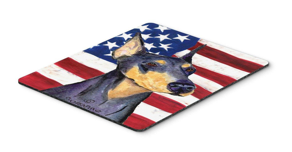 USA American Flag with Doberman Mouse Pad, Hot Pad or Trivet by Caroline&#39;s Treasures