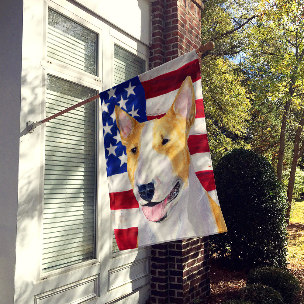USA American Flag with Bull Terrier Flag Canvas House Size  the-store.com.