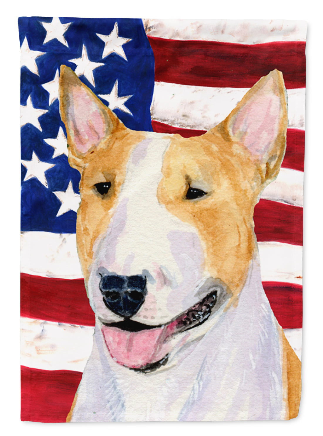 USA American Flag with Bull Terrier Flag Canvas House Size