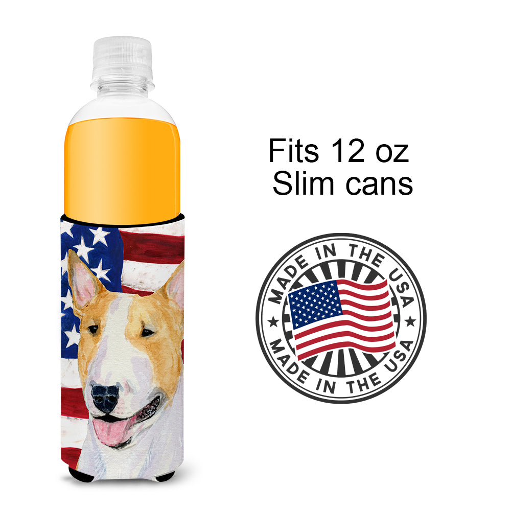 Drapeau américain des États-Unis avec isolants Bull Terrier Ultra Beverage pour canettes minces SS4023MUK