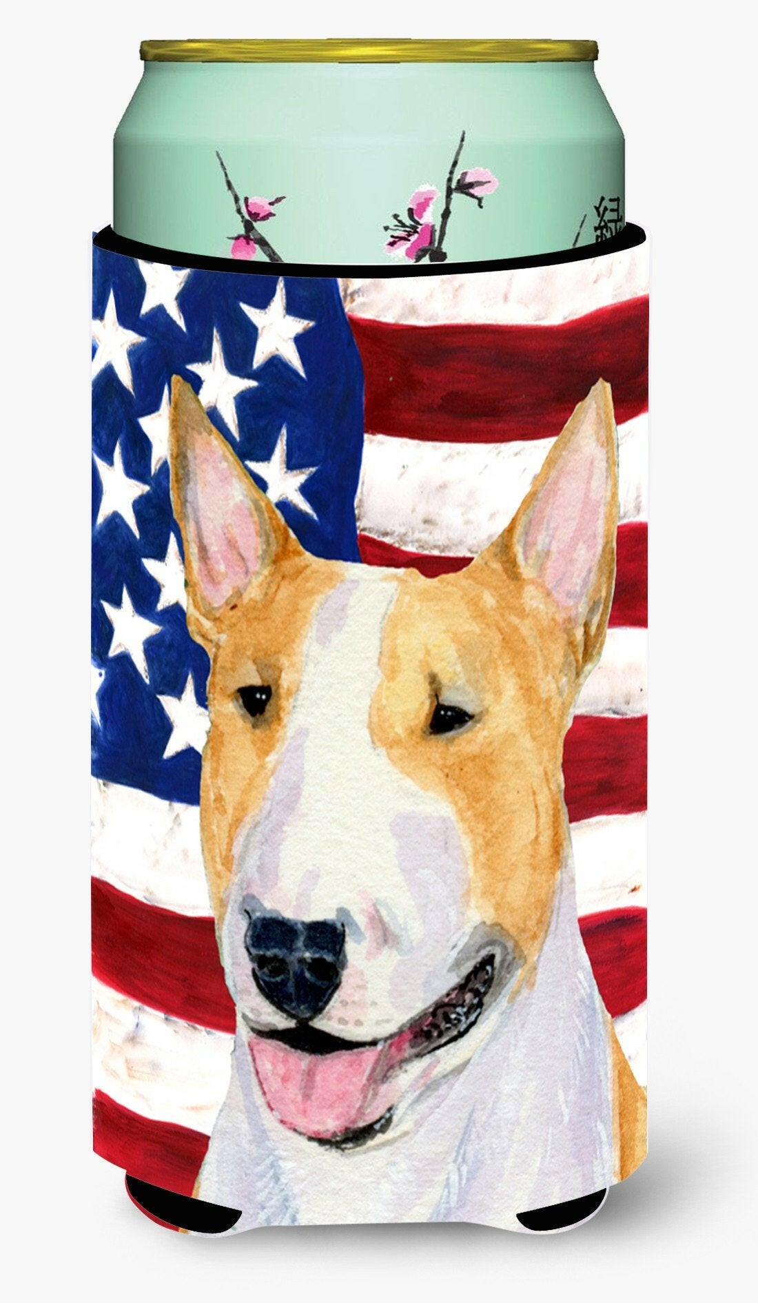 USA American Flag with Bull Terrier  Tall Boy Beverage Insulator Beverage Insulator Hugger by Caroline&#39;s Treasures
