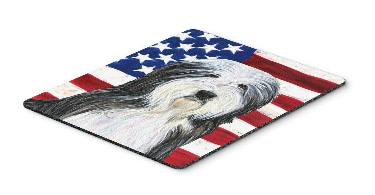 USA American Flag with Bearded Collie Mouse Pad, Hot Pad or Trivet by Caroline&#39;s Treasures