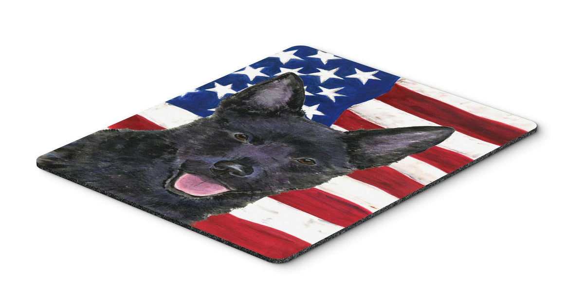 USA American Flag with Australian Kelpie Mouse Pad, Hot Pad or Trivet by Caroline&#39;s Treasures