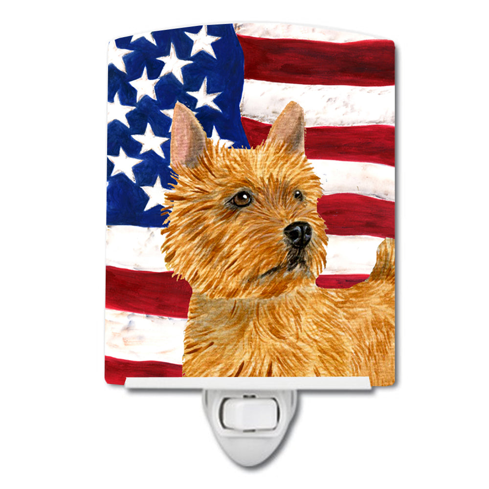 USA American Flag with Norwich Terrier Ceramic Night Light SS4026CNL - the-store.com