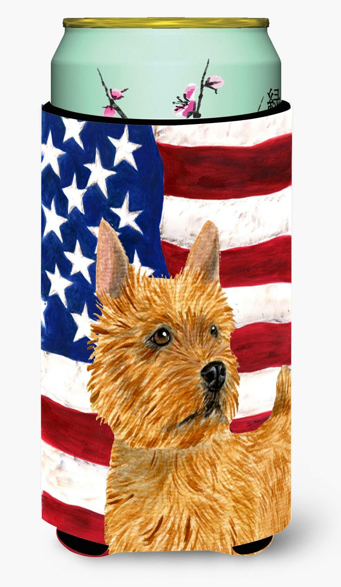 USA American Flag with Norwich Terrier  Tall Boy Beverage Insulator Beverage Insulator Hugger by Caroline&#39;s Treasures