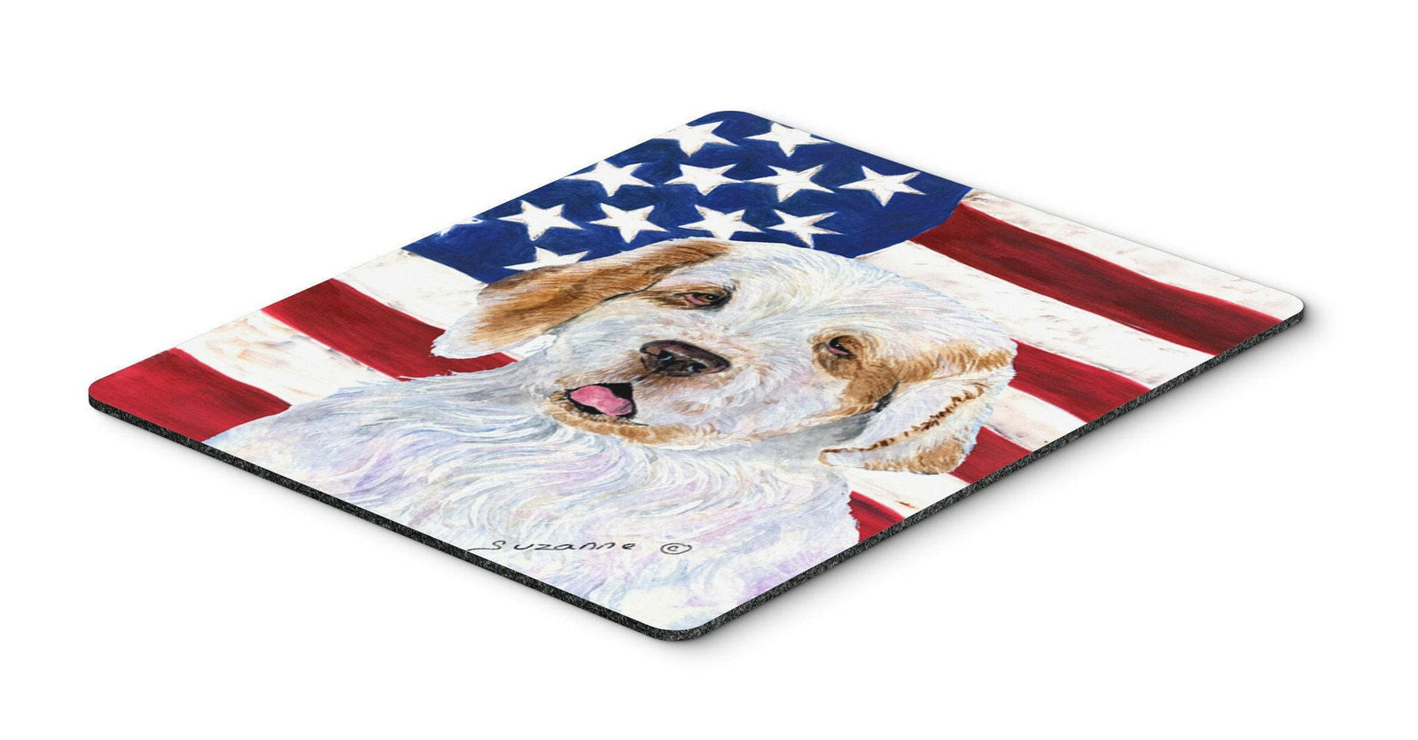 USA American Flag with Clumber Spaniel Mouse Pad, Hot Pad or Trivet by Caroline's Treasures