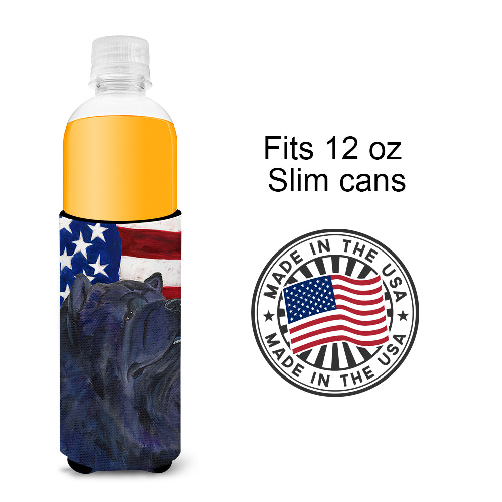 USA American Flag with Chow Chow Ultra Beverage Insulators for slim cans SS4028MUK.