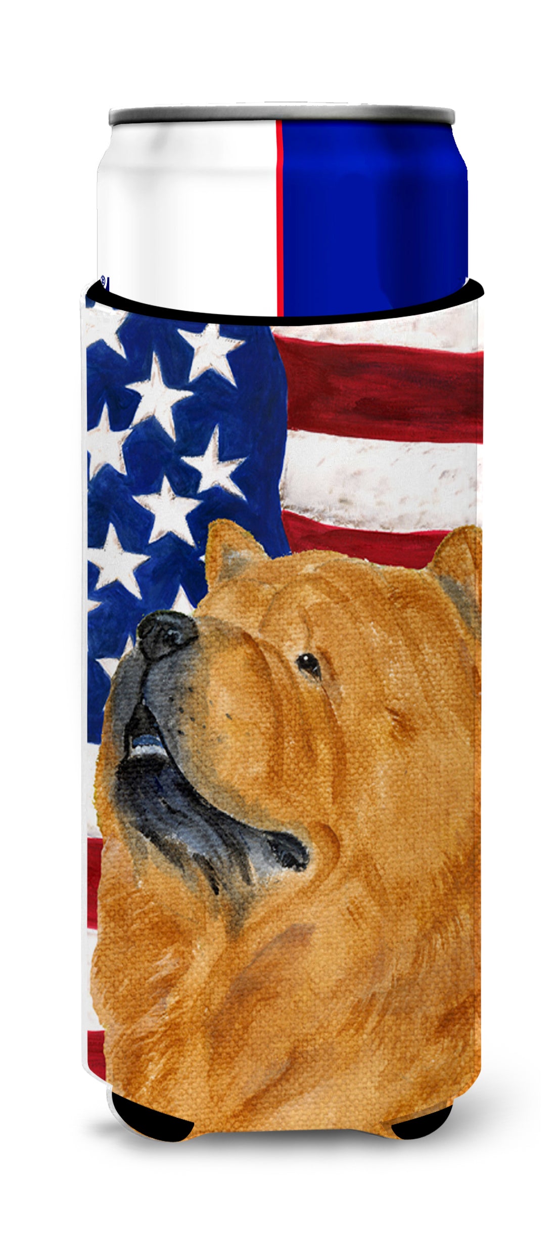 USA American Flag with Chow Chow Ultra Beverage Insulators for slim cans SS4029MUK.