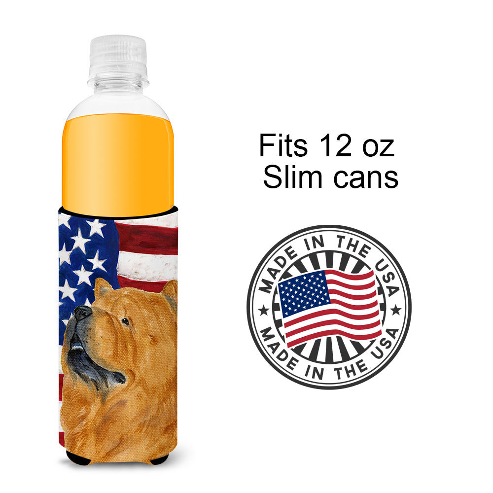 Drapeau américain des États-Unis avec isolants Chow Chow Ultra Beverage pour canettes minces SS4029MUK