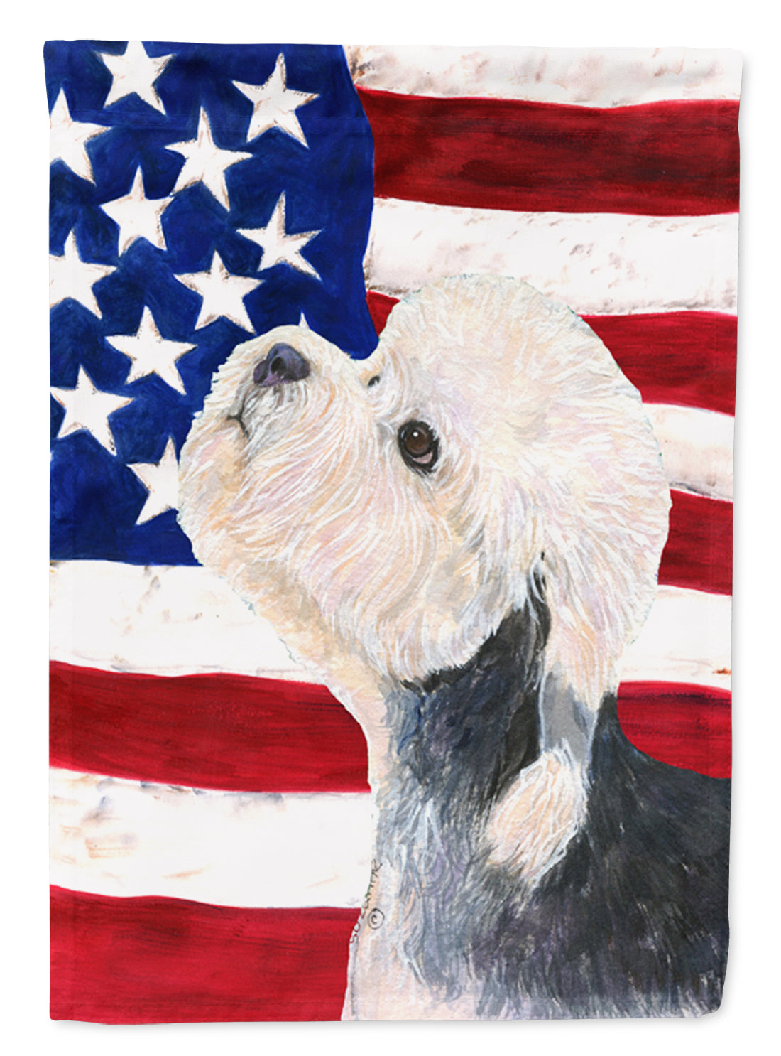 USA American Flag with Dandie Dinmont Terrier Flag Canvas House Size