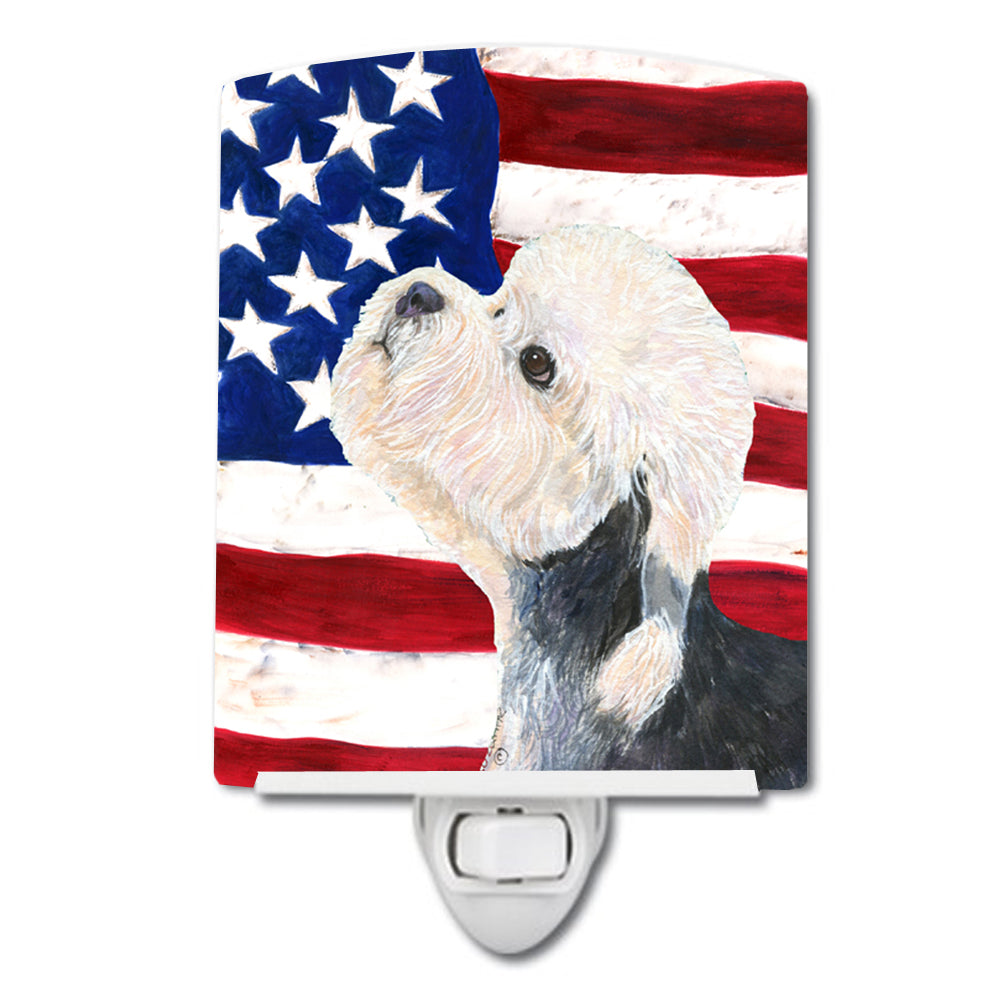 USA American Flag with Dandie Dinmont Terrier Ceramic Night Light SS4030CNL - the-store.com