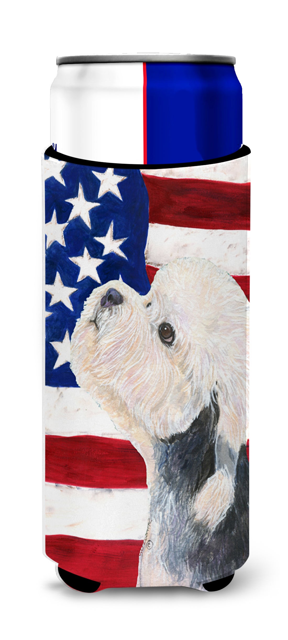 USA American Flag with Dandie Dinmont Terrier Ultra Beverage Insulators for slim cans SS4030MUK