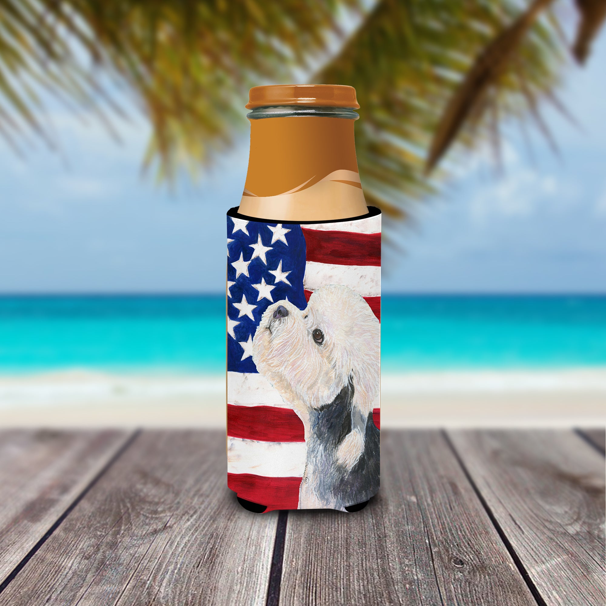 USA American Flag with Dandie Dinmont Terrier Ultra Beverage Insulators for slim cans SS4030MUK.