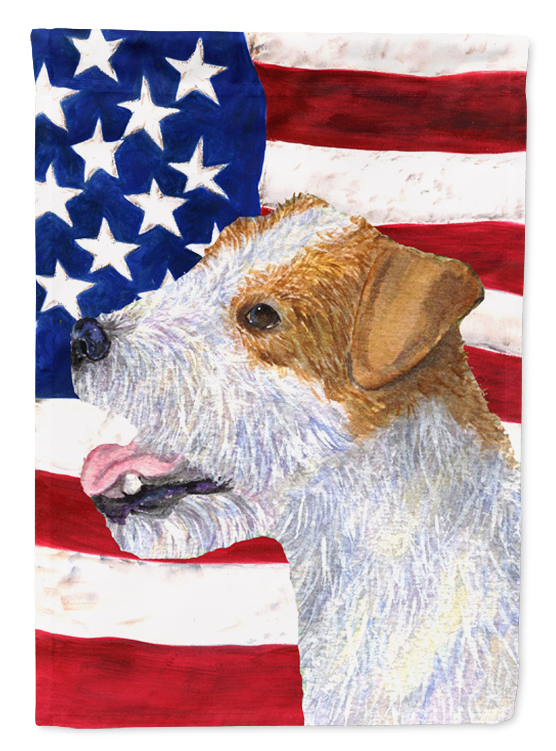 USA American Flag with Jack Russell Terrier Flag Canvas House Size