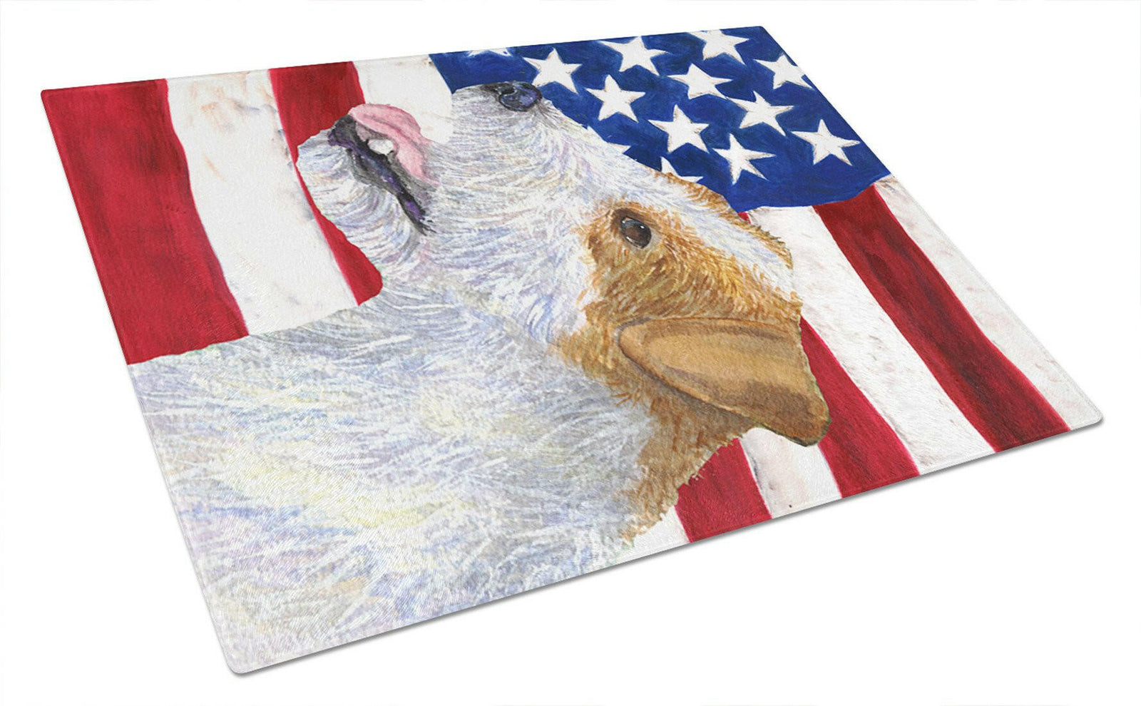 USA American Flag with Jack Russell Terrier Glass Cutting Board Large by Caroline's Treasures