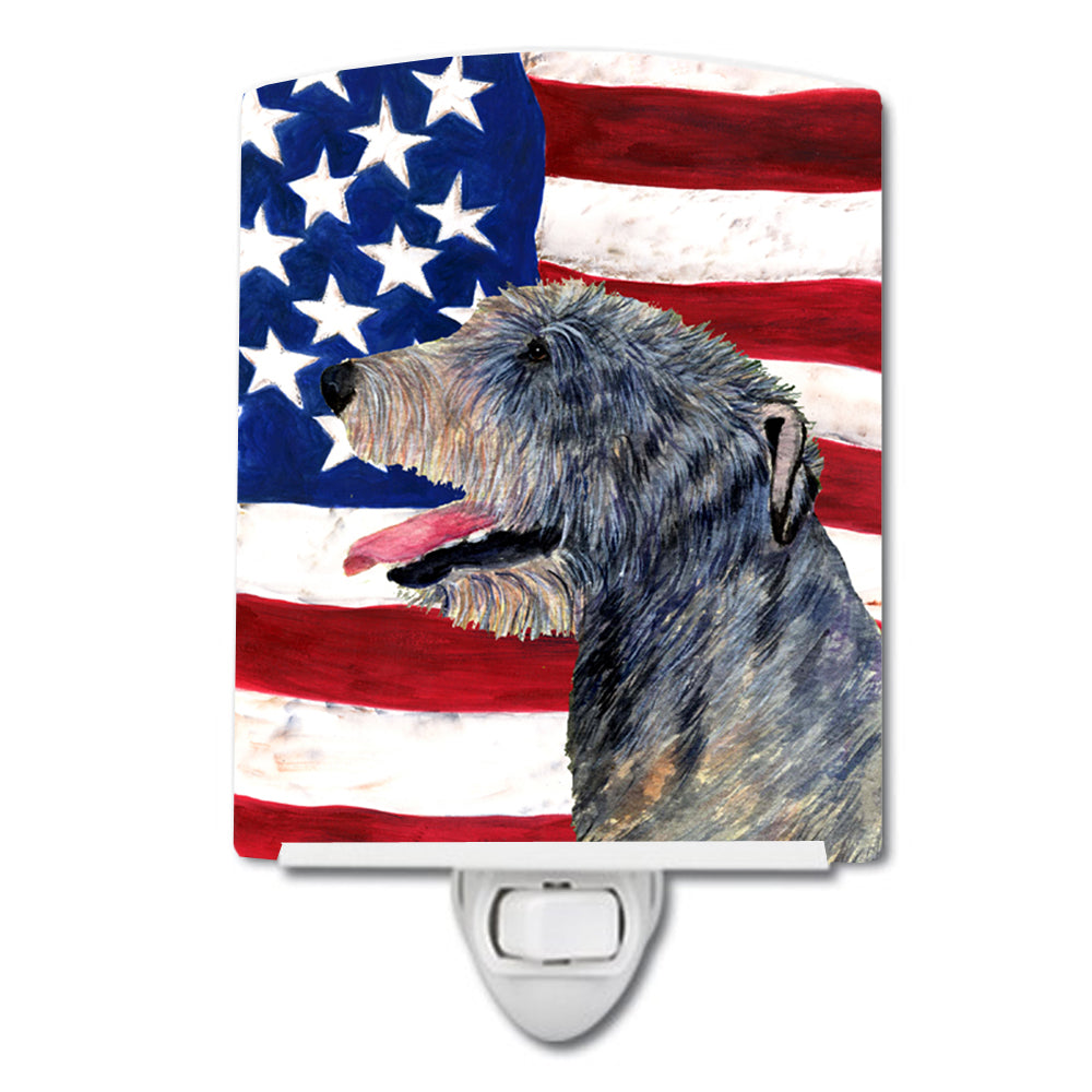 USA American Flag with Irish Wolfhound Ceramic Night Light SS4033CNL - the-store.com