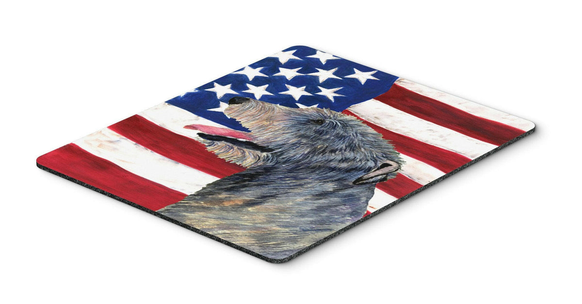 USA American Flag with Irish Wolfhound Mouse Pad, Hot Pad or Trivet by Caroline&#39;s Treasures