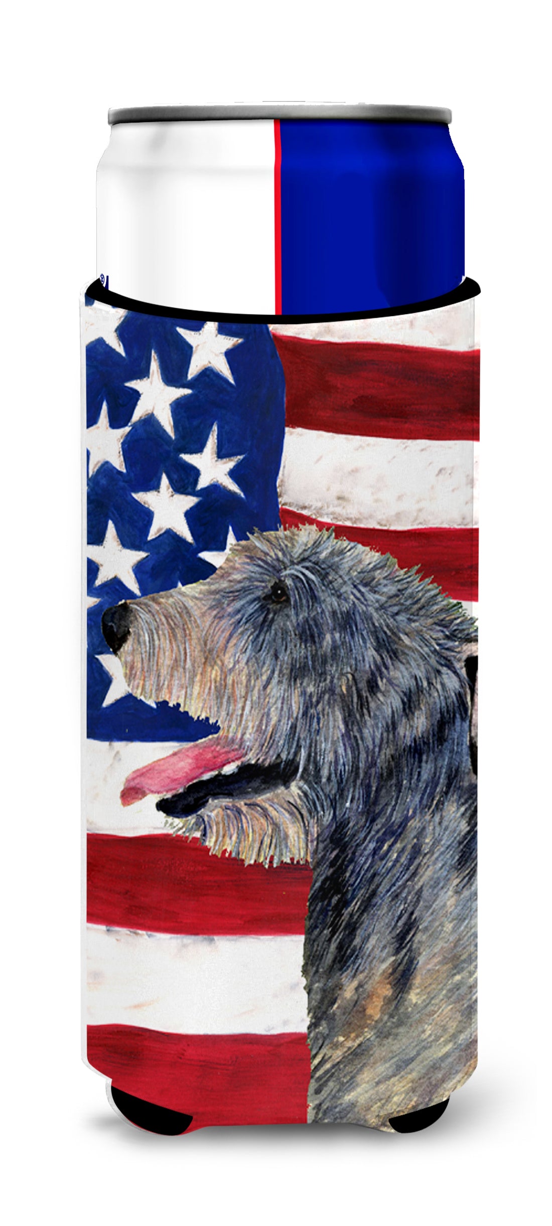 USA American Flag with Irish Wolfhound Ultra Beverage Insulators for slim cans SS4033MUK