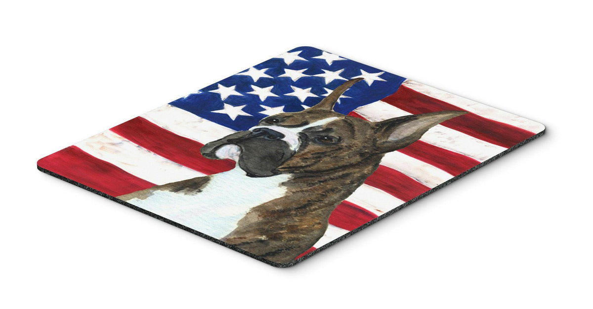 USA American Flag with Boxer Mouse Pad, Hot Pad or Trivet by Caroline&#39;s Treasures