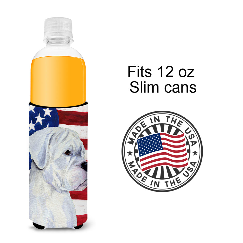 USA American Flag with Boxer Ultra Beverage Insulators for slim cans SS4036MUK.