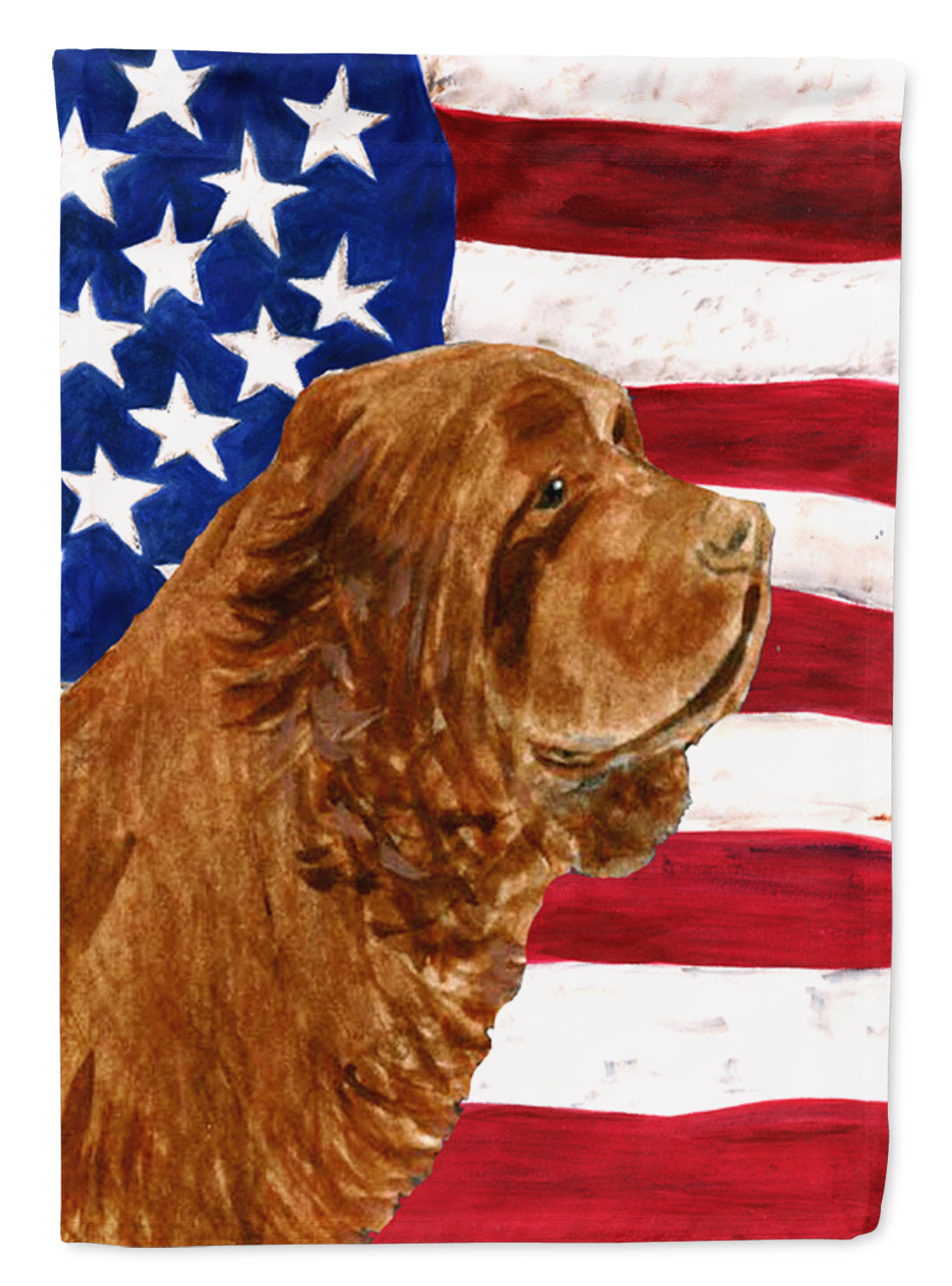 USA American Flag with Sussex Spaniel Flag Canvas House Size  the-store.com.