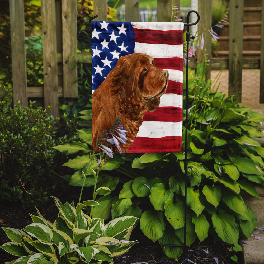 Drapeau américain des États-Unis avec drapeau de l'épagneul du Sussex Taille du jardin