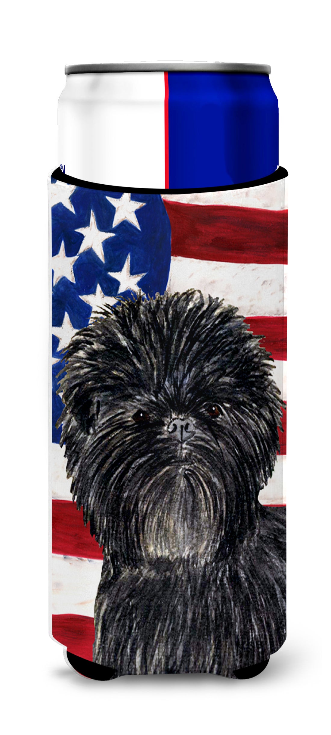 USA American Flag with Affenpinscher Ultra Beverage Insulators for slim cans SS4038MUK