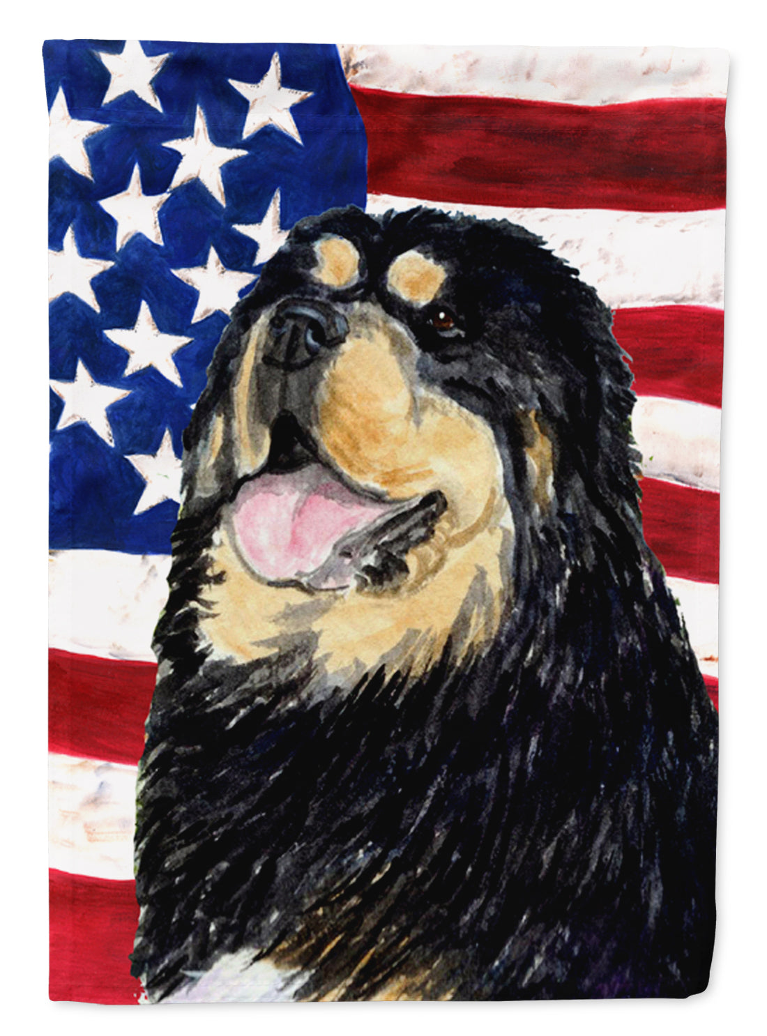 USA American Flag with Tibetan Mastiff Flag Canvas House Size  the-store.com.