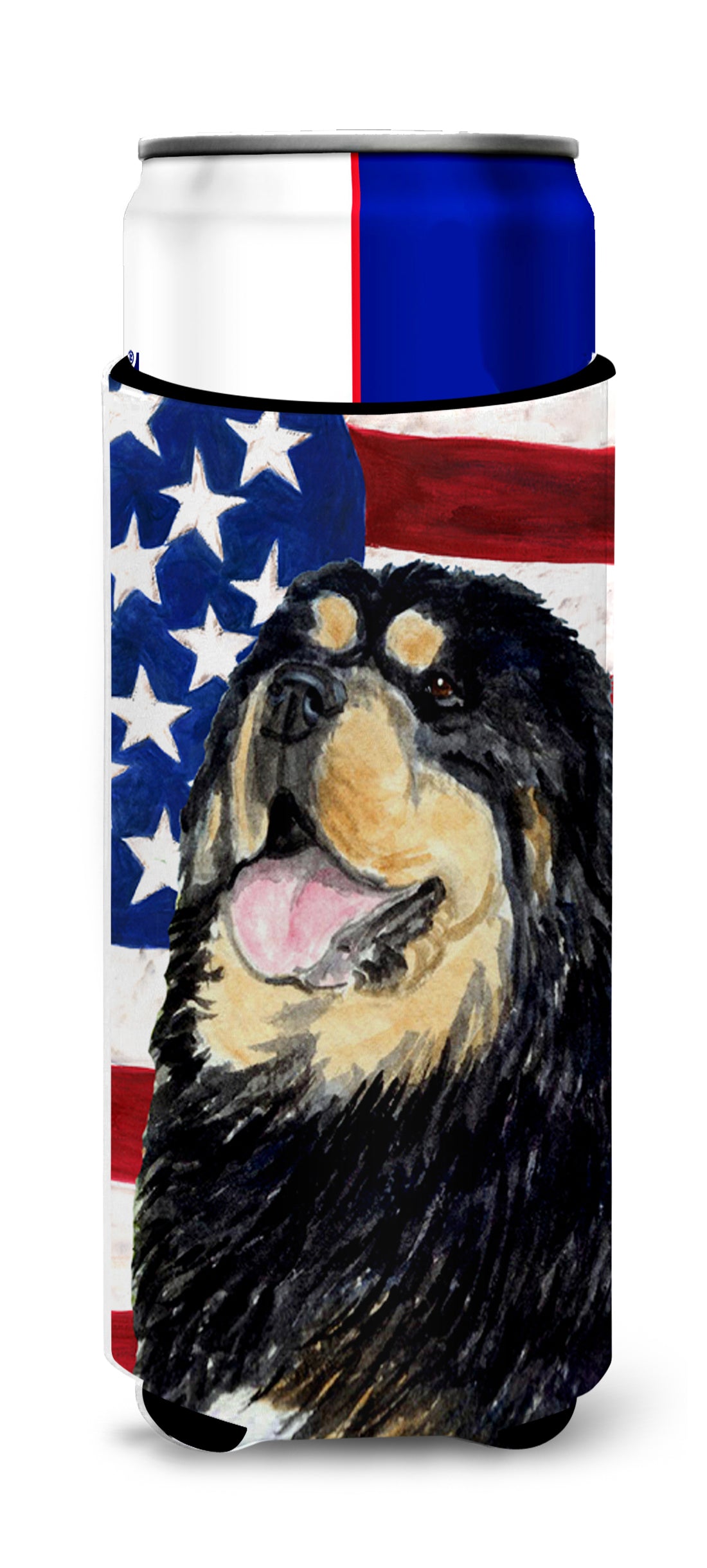 USA American Flag with Tibetan Mastiff Ultra Beverage Insulators for slim cans SS4039MUK.