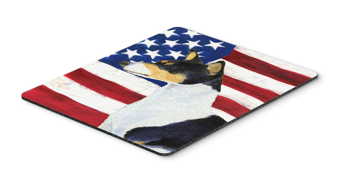 USA American Flag with Basenji Mouse Pad, Hot Pad or Trivet by Caroline&#39;s Treasures