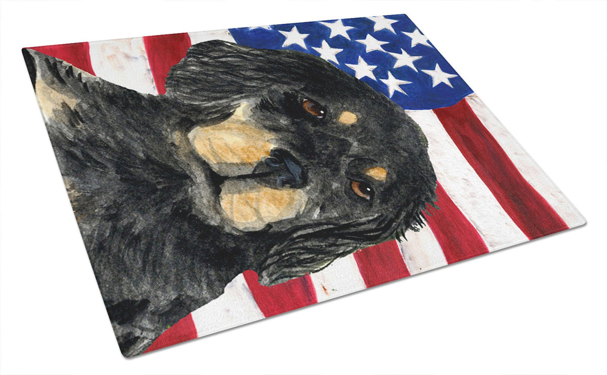 USA American Flag with Gordon Setter Glass Cutting Board Large by Caroline&#39;s Treasures