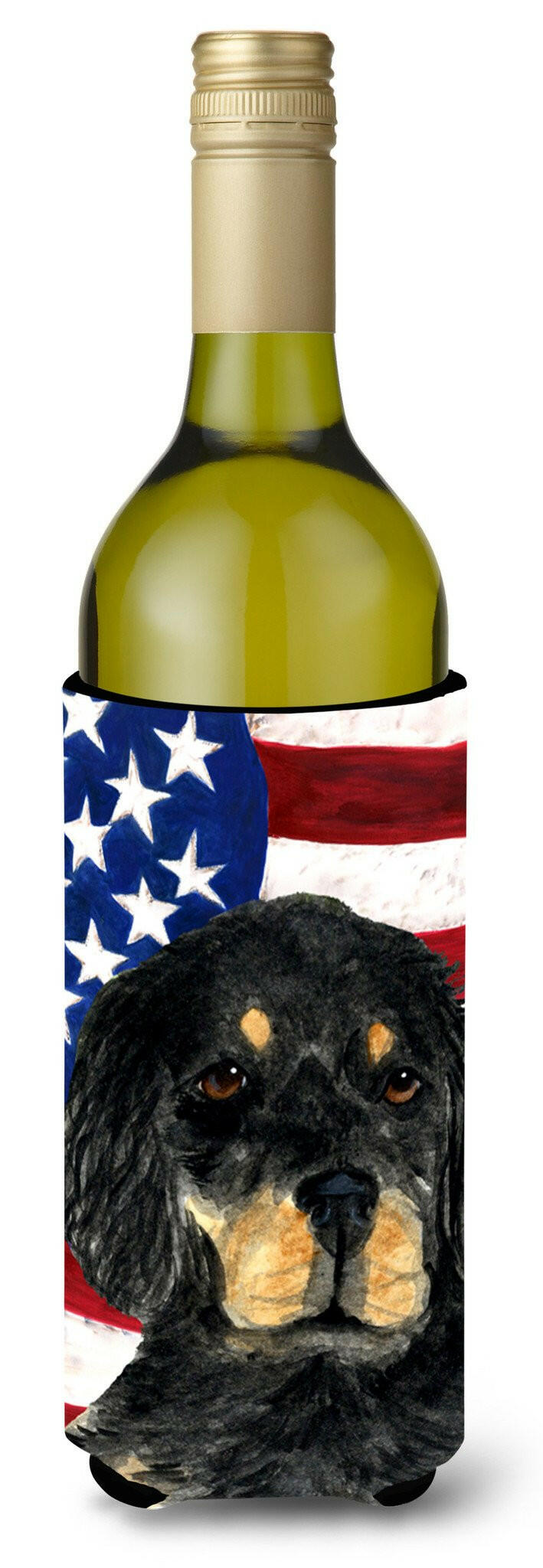 USA American Flag with Gordon Setter Wine Bottle Beverage Insulator Beverage Insulator Hugger by Caroline&#39;s Treasures