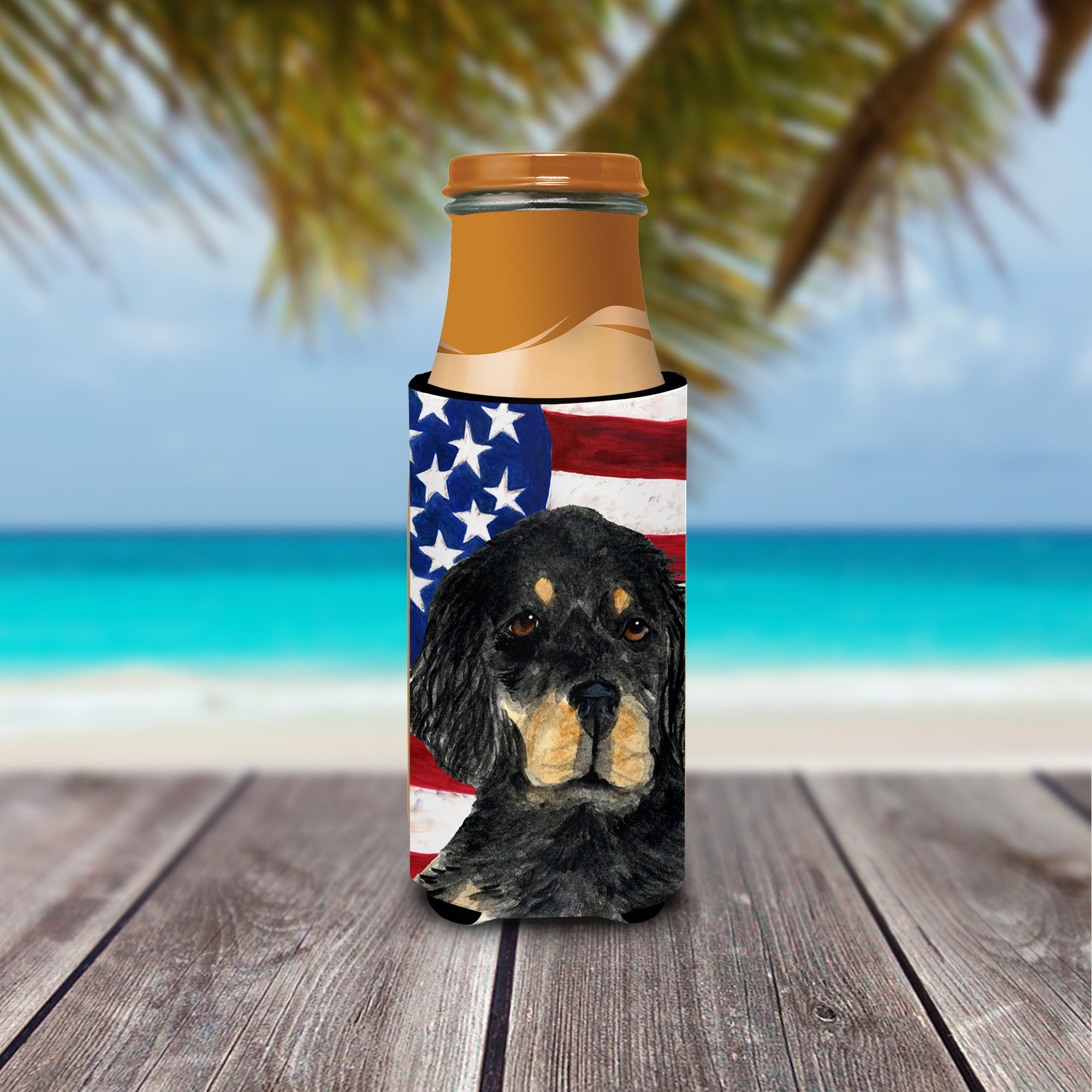 USA American Flag with Gordon Setter Ultra Beverage Insulators for slim cans SS4042MUK.