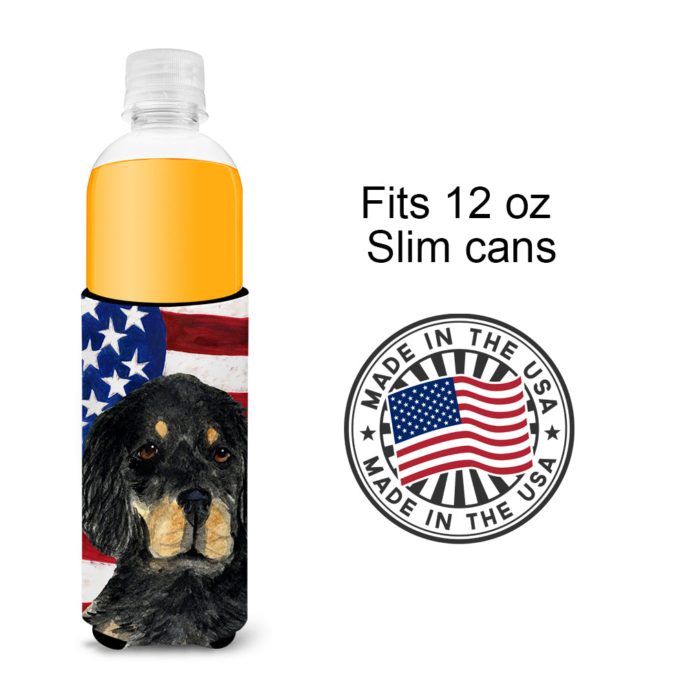 USA American Flag with Gordon Setter Ultra Beverage Insulators for slim cans SS4042MUK