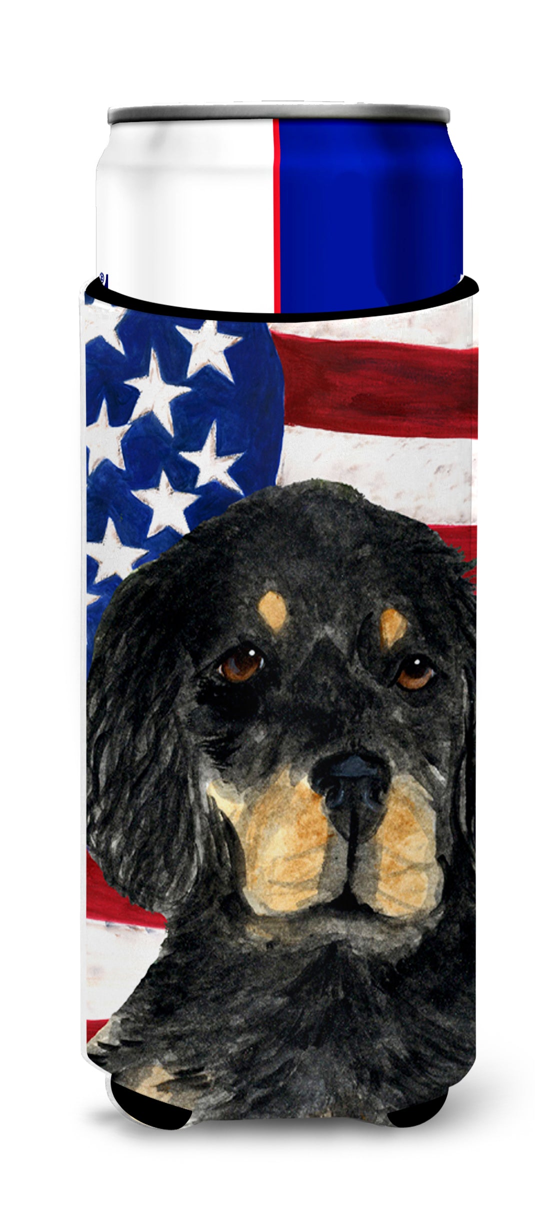 USA American Flag with Gordon Setter Ultra Beverage Insulators for slim cans SS4042MUK
