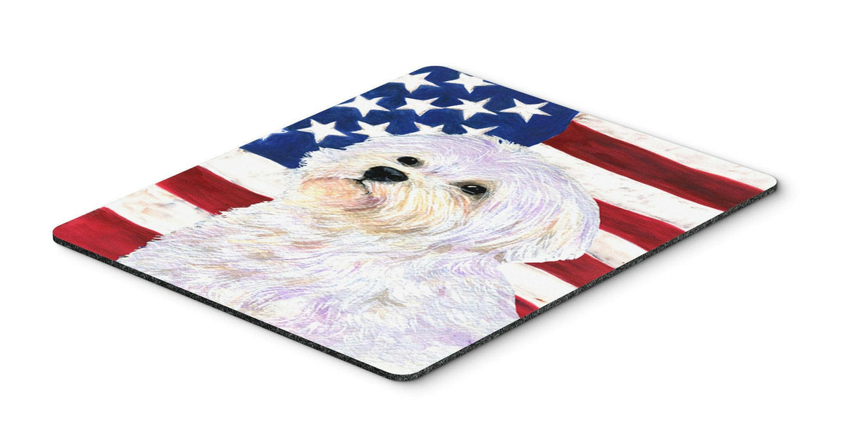 USA American Flag with Maltese Mouse Pad, Hot Pad or Trivet by Caroline&#39;s Treasures