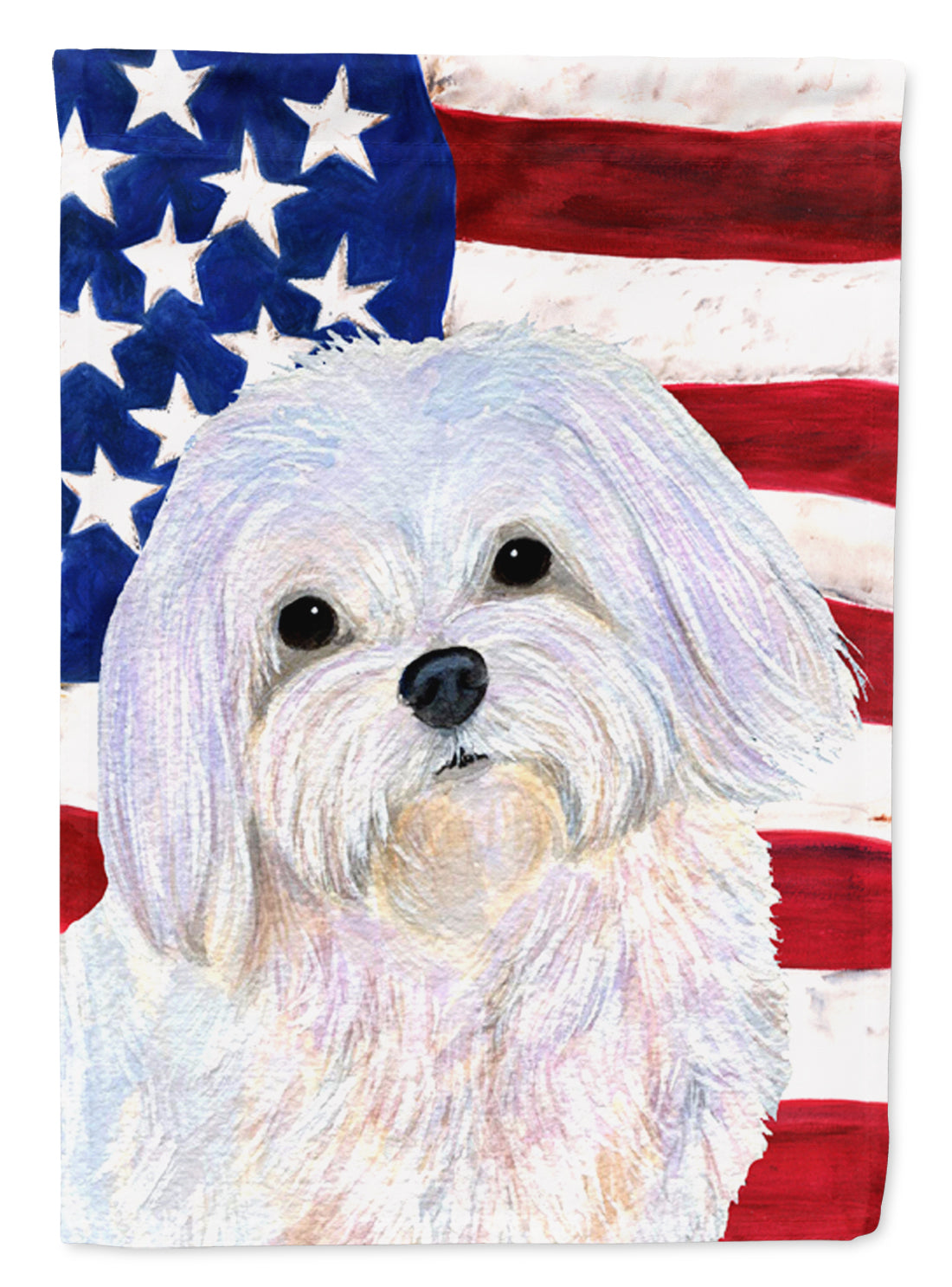 Caroline's Treasures USA American Flag with Maltese Garden Flag – Decorative Outdoor Yard Flag