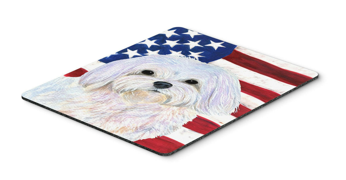 USA American Flag with Maltese Mouse Pad, Hot Pad or Trivet by Caroline&#39;s Treasures