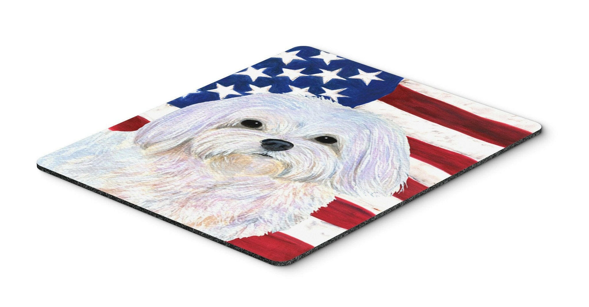 USA American Flag with Maltese Mouse Pad, Hot Pad or Trivet by Caroline's Treasures