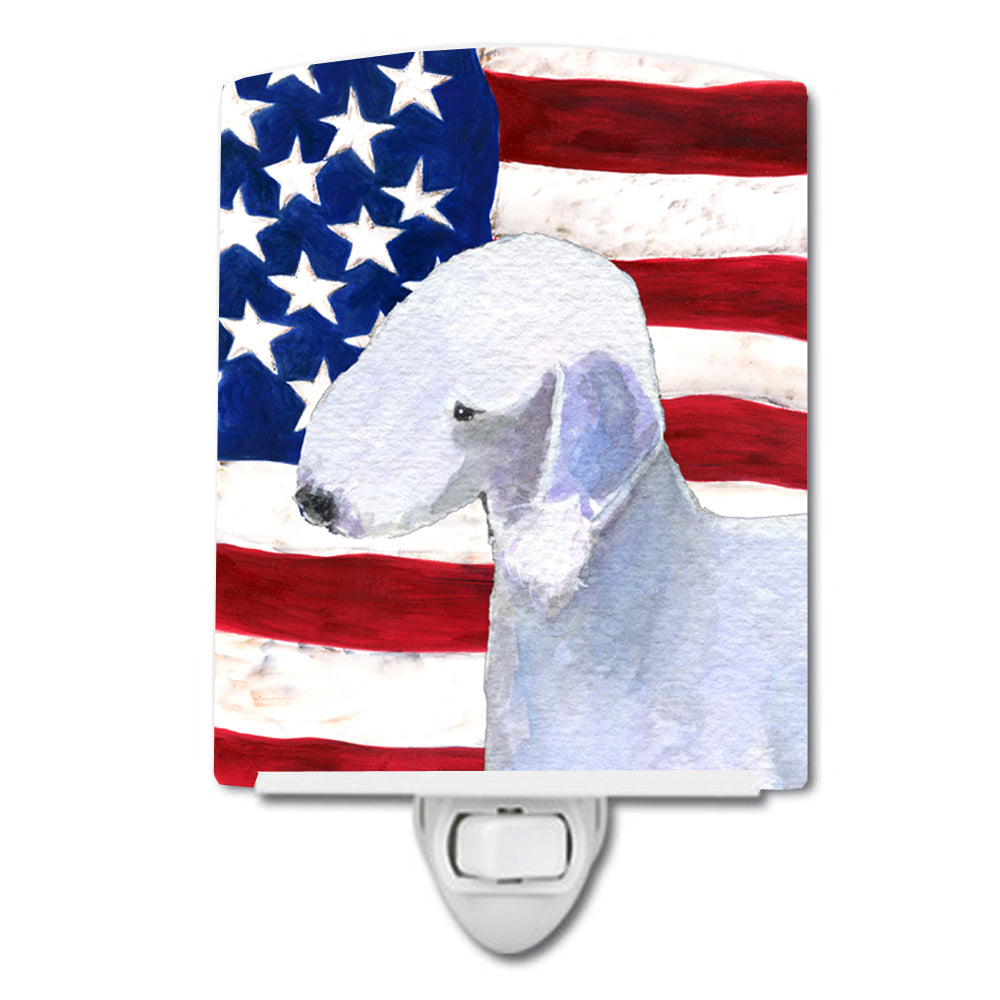 USA American Flag with Bedlington Terrier Ceramic Night Light SS4045CNL - the-store.com