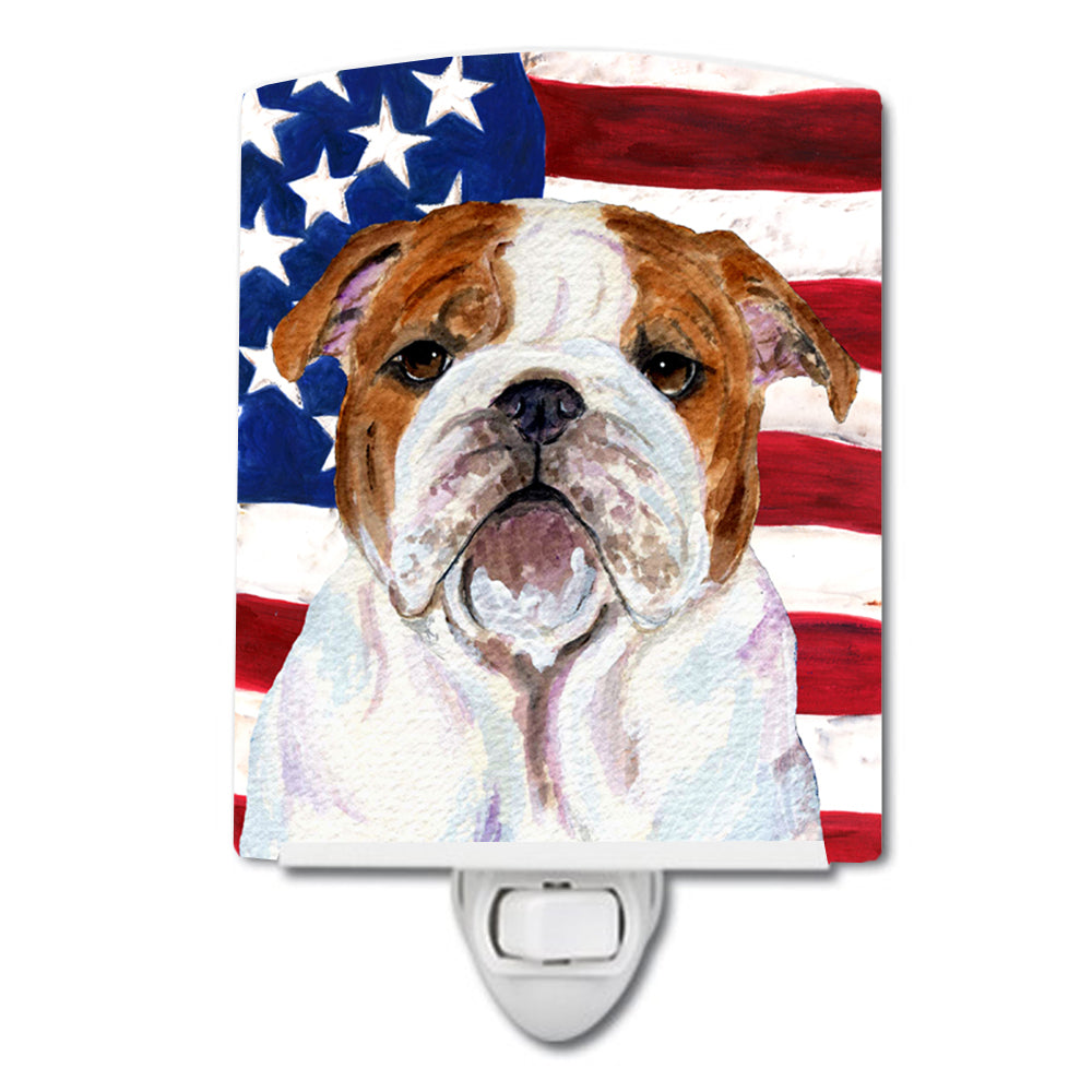 USA American Flag with Bulldog English Ceramic Night Light SS4046CNL - the-store.com