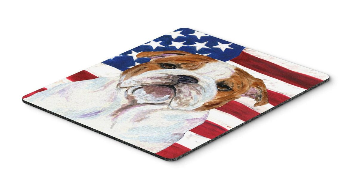 USA American Flag with Bulldog English Mouse Pad, Hot Pad or Trivet by Caroline&#39;s Treasures