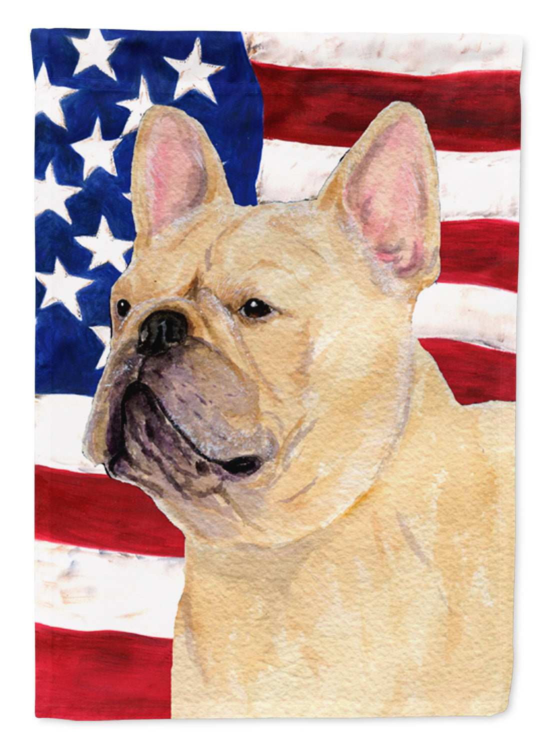 Caroline's Treasures USA American Flag with French Bulldog Garden Flag – Decorative Outdoor Yard Flag