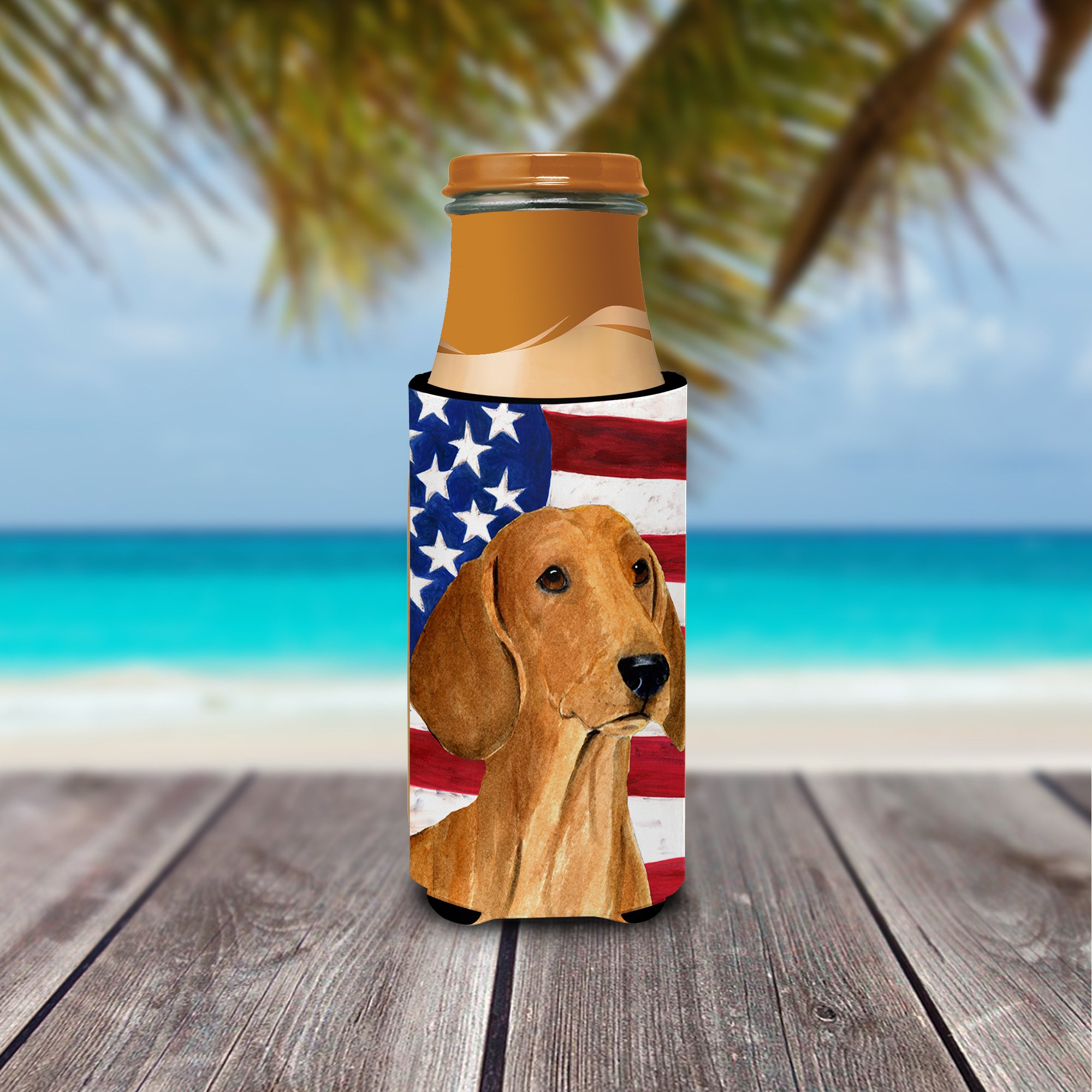 USA American Flag with Dachshund Ultra Beverage Insulators for slim cans SS4049MUK