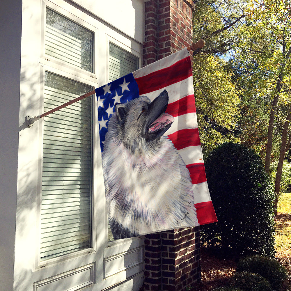 USA American Flag with Keeshond Flag Canvas House Size  the-store.com.