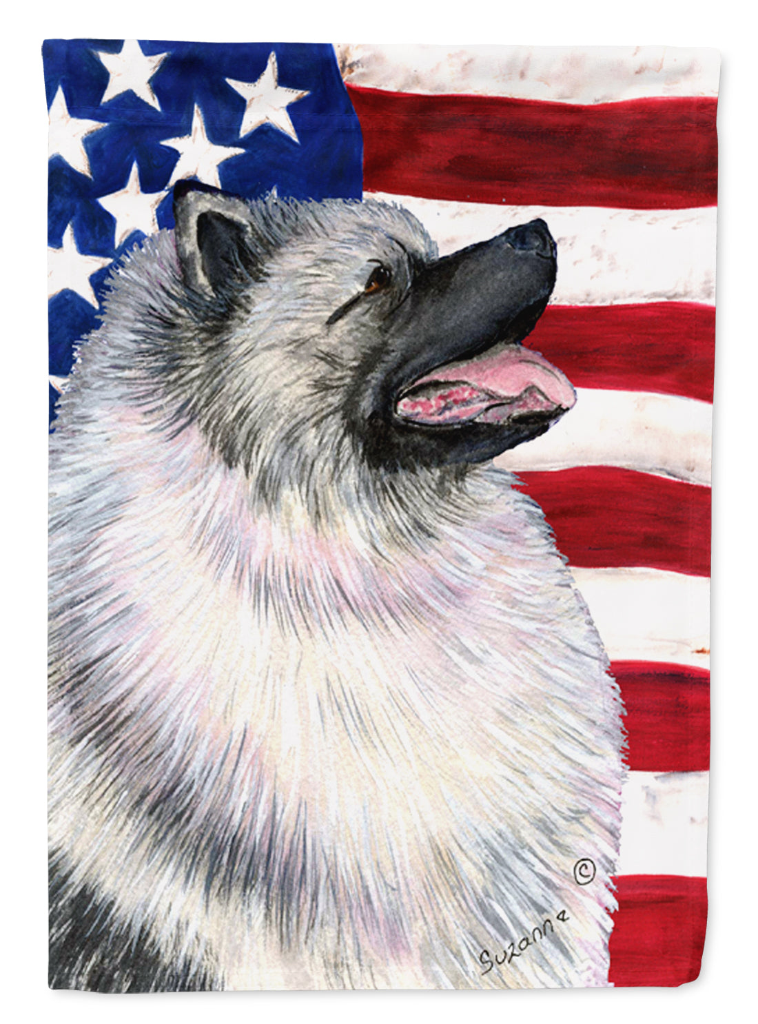 USA American Flag with Keeshond Flag Canvas House Size  the-store.com.