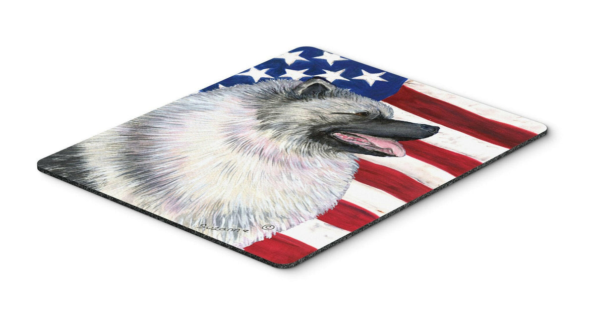 USA American Flag with Keeshond Mouse Pad, Hot Pad or Trivet by Caroline&#39;s Treasures