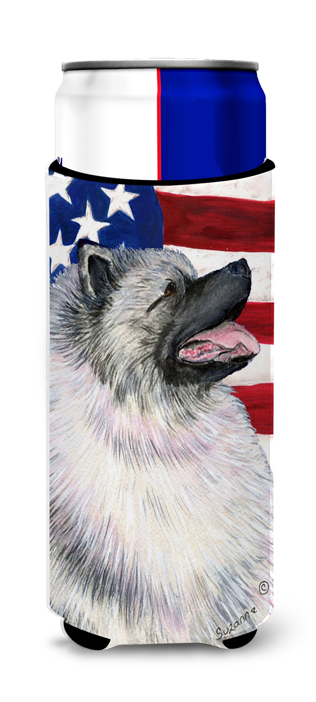 USA American Flag with Keeshond Ultra Beverage Insulators for slim cans SS4051MUK