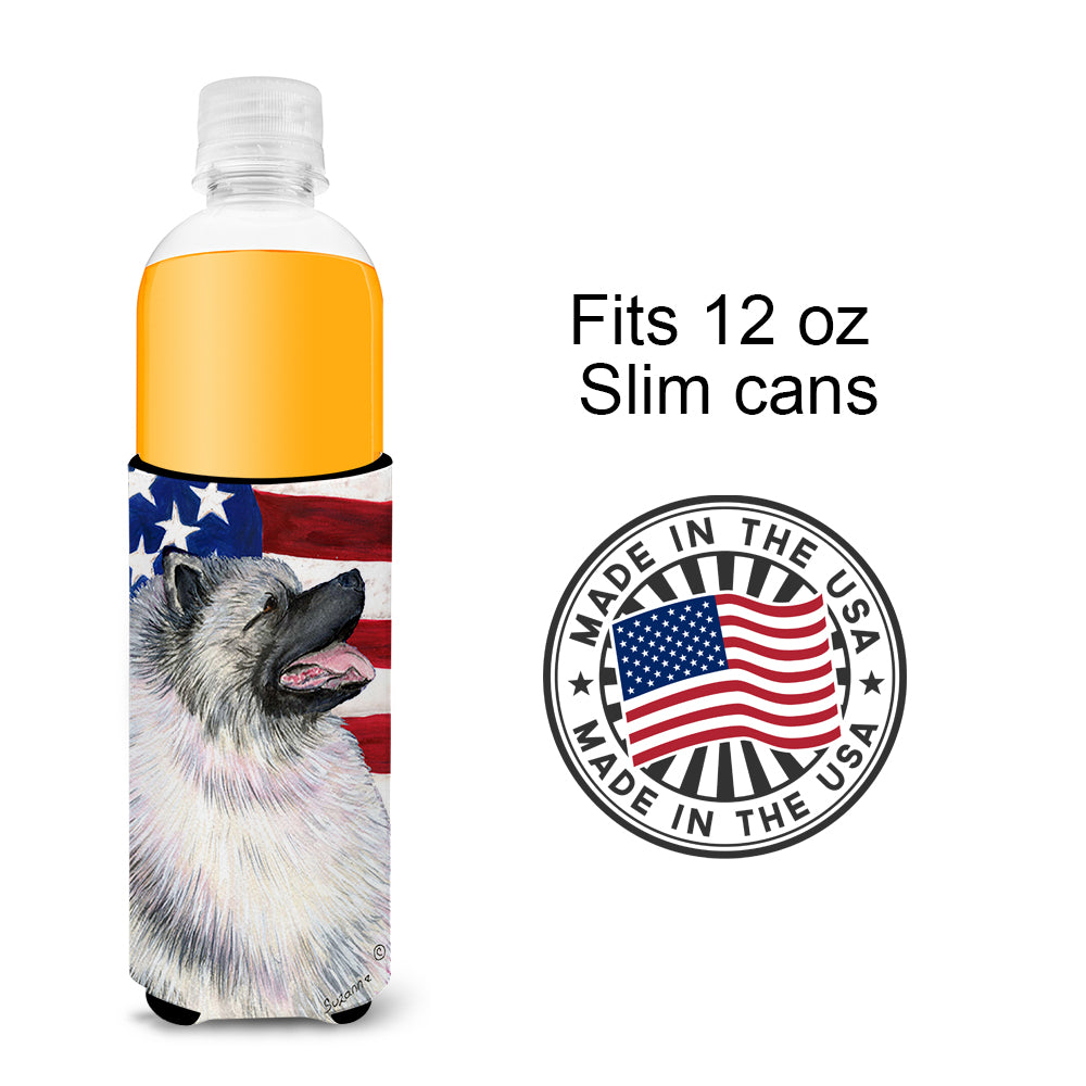 USA American Flag with Keeshond Ultra Beverage Insulators for slim cans SS4051MUK