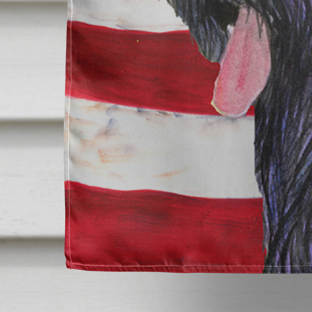 USA American Flag with Briard Flag Canvas House Size